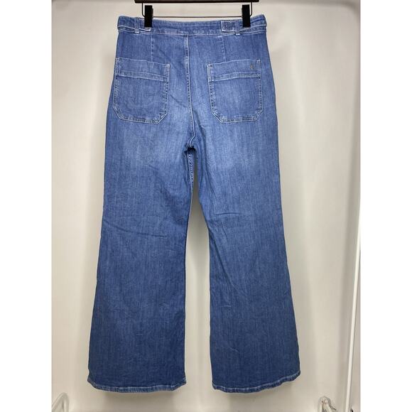 Pilcro Tower Flare Jeans Women's 31 Blue Denim Boho Wide Leg Cotton Stretch - Picture 5 of 10